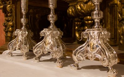 Restaurados los candeleros del Sagrario y dos ciriales de la Sacramental de San Andrés