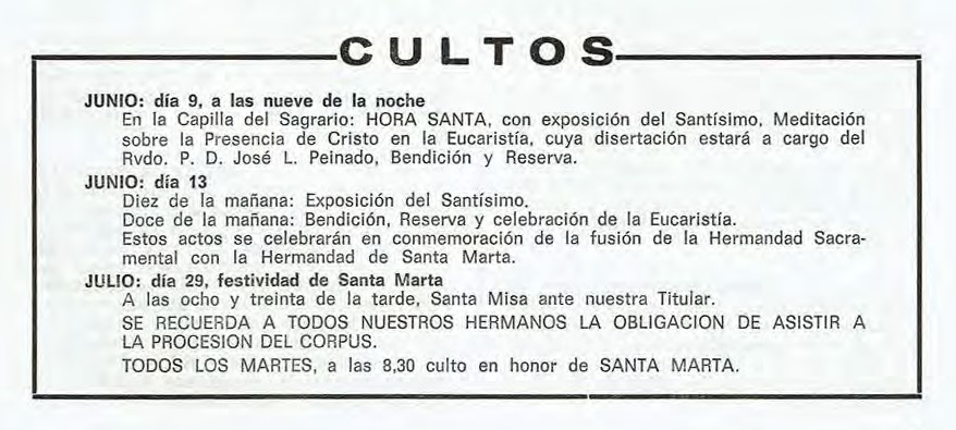 PRIMEROS CULTOS SACRAMENTALES JUNIO 1982