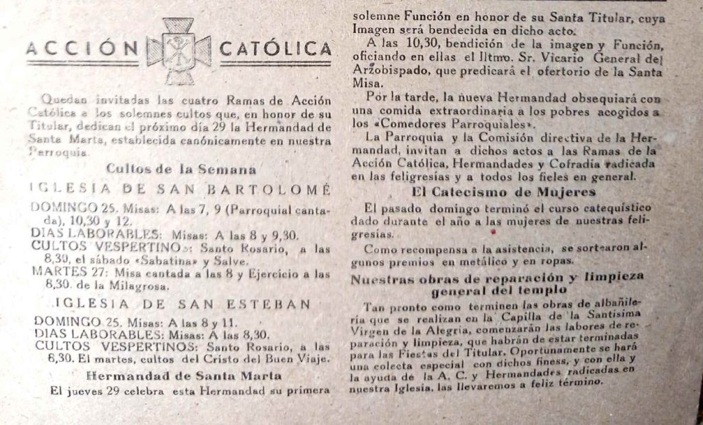 Pagina parroquial San Bartolome. Parte inferior