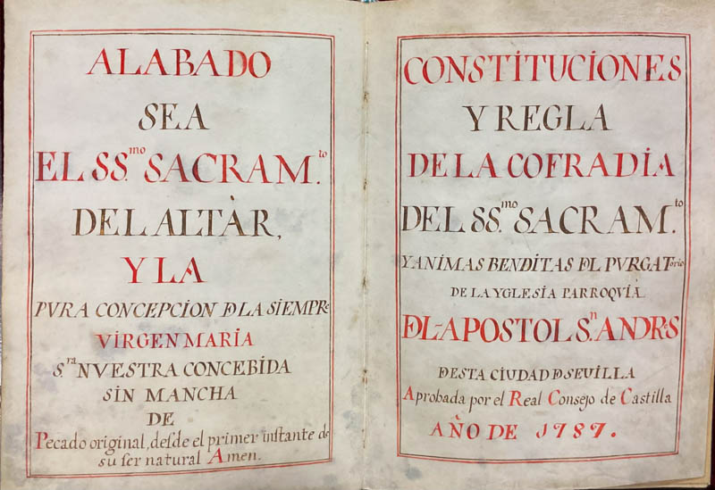 Primeras paginas reglas sacramentales 1787